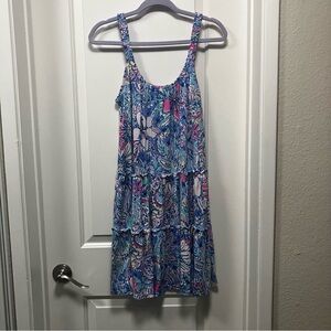 Lilly Pulitzer Loro tiered swing dress blue peri sunrise bay size M